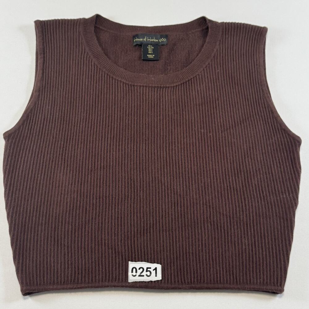 House Of Harlow 1960 Brown Ribbed Cropped Tank Top Size Large - Picture 10 of 10